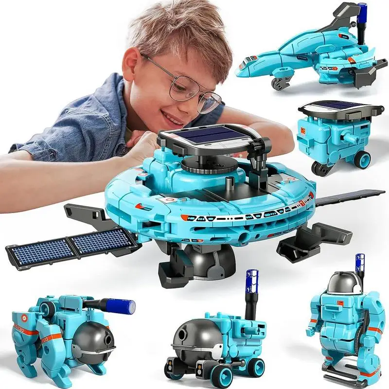 6 In 1 Solar Robot Kit Kids Educational Toys STEM Technology Learning Block Spaceship Robotics Scientific Toy Children Gifts