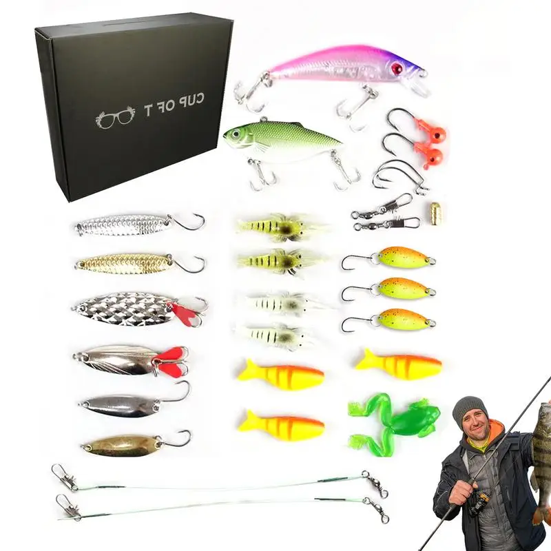 

fishing tackle box countdown Christmas Fishing Countdown Calendar Toys Compact Realistic Fishing Lures Set For Daily Surprise