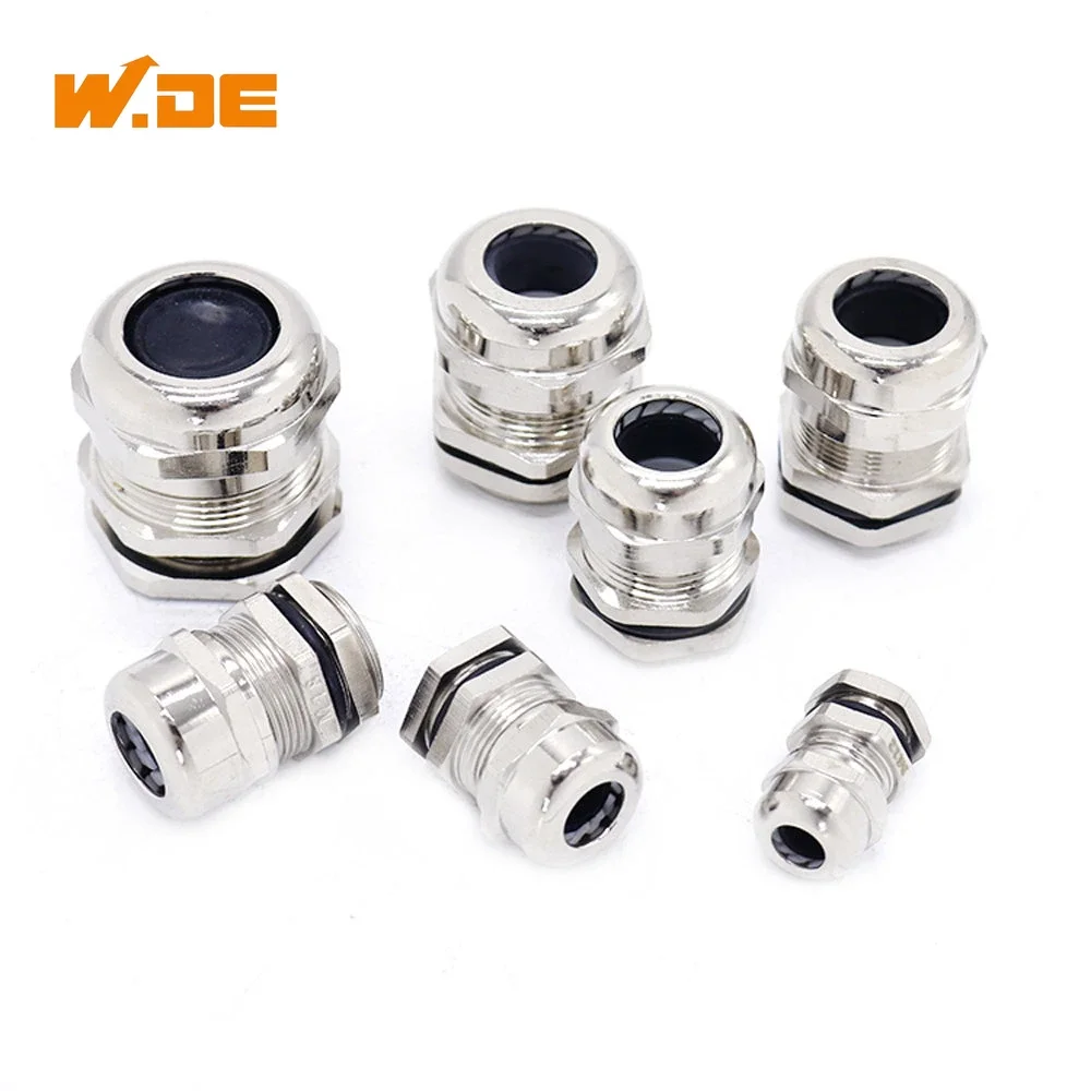 Waterproof Cable Gland Connector IP68 Nickel Plated Brass Metric Cable M8 M10 M12 M14 M16 M18-M36 Fit 18-25mm For 4-8mm 1piece