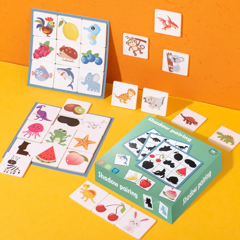 1 Set Shadow Pairing Board Game Parent-child Interactive Games Animal Fruit Shape Puzzle Logical Thinking Game Montessori Toys