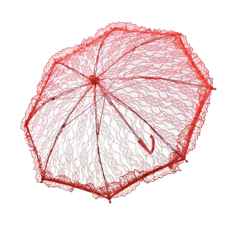 Lace Floral Umbrella Wedding Decoration Bride Handmade Photography Prop Umbrella Parasol 3 Color with Different Patterns bridal lace parasol set