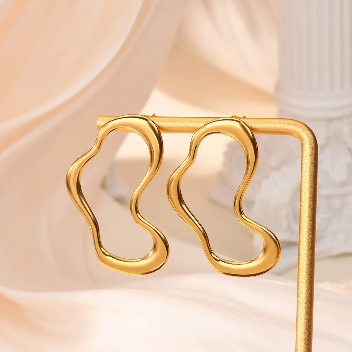 Stainless Steel Hollow Irregular Earrings For Women