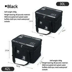 Compact 30 - 42L Tactical Waterproof Camping Bag - Insulated Folding Storage for Picnics & Outdoor Gear (Black 42L)