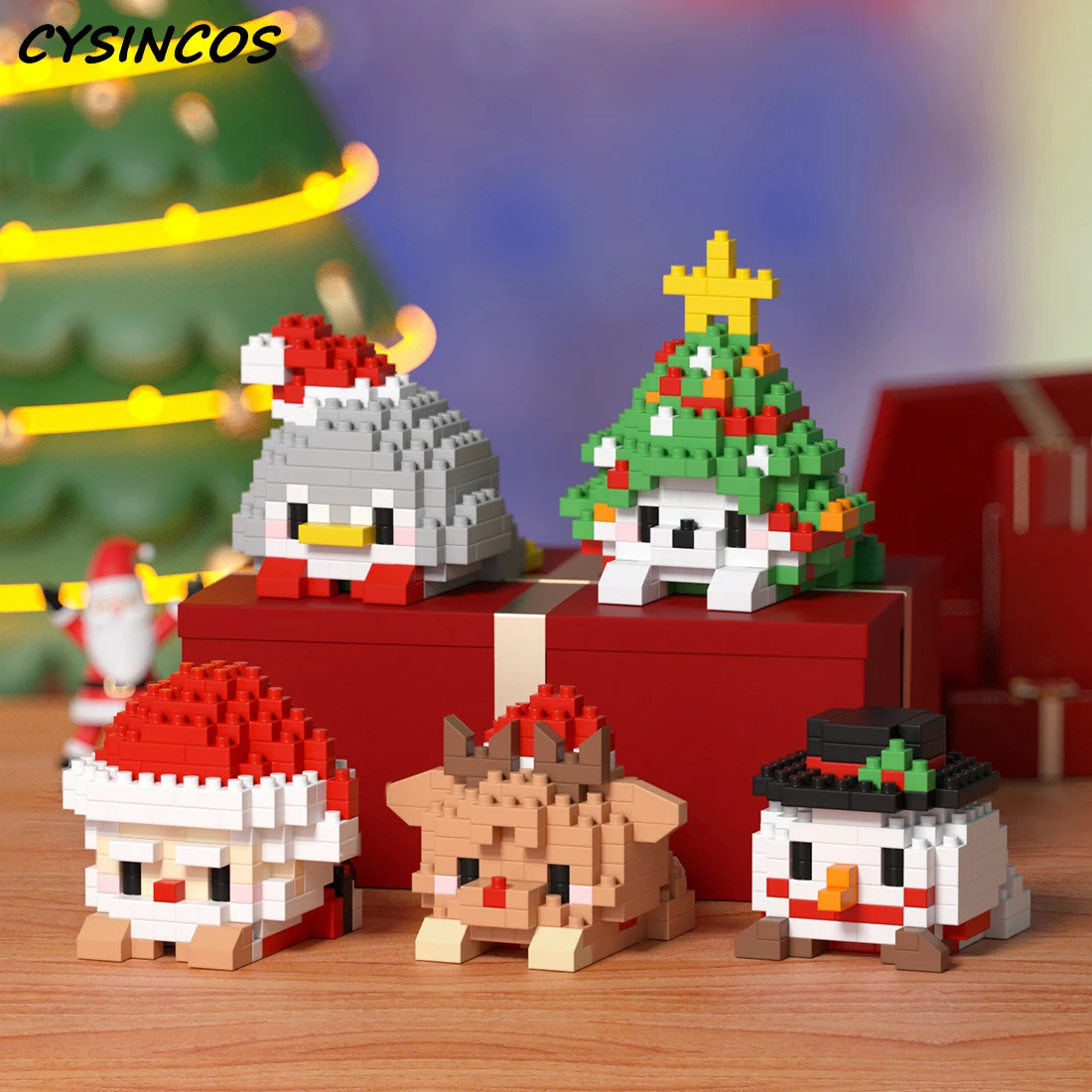 

Рождественский конструктор Санта-Клаус, снеговик, спирит, лось, дерево, поезд, украшение для дома, сборка, мини-кирпич, игрушки для девочек и мальчиков, подарок
