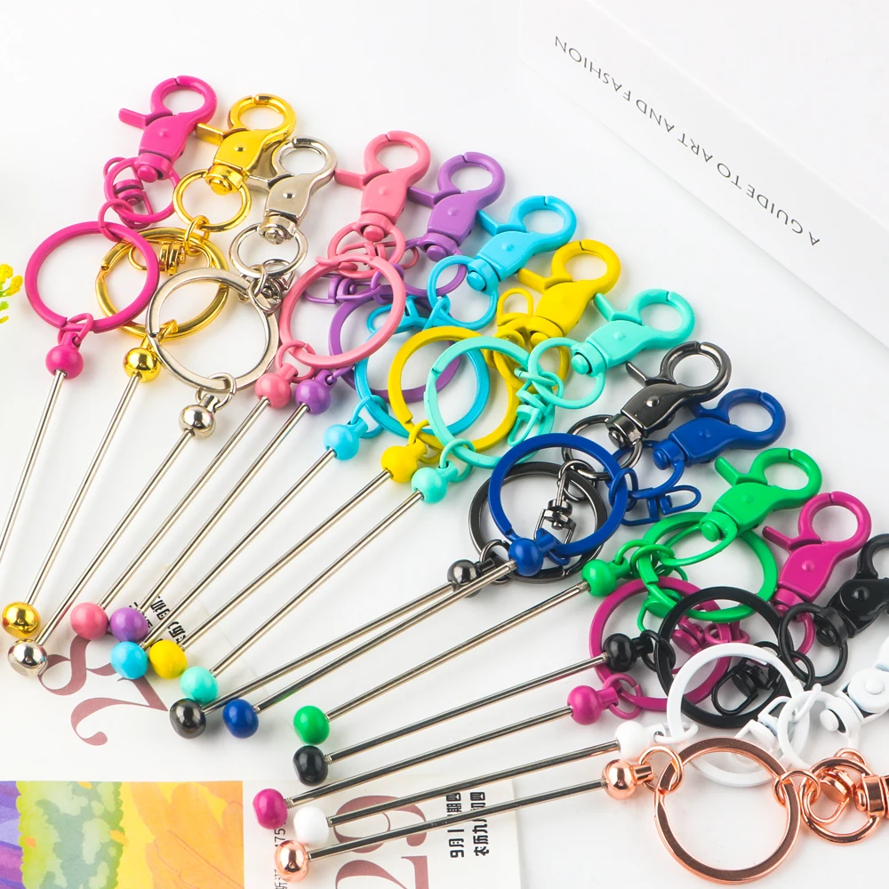 금속 구슬 열쇠 고리 구슬 키 체인 랍스터 클로 걸쇠 키 체인, DIY 자동차 키 체인 가방 배낭 장식 펜던트, 10 개, 50 개, 100 개