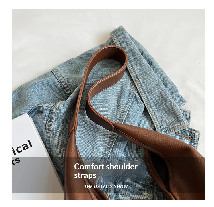 Damen-Schultertasche aus weichem PU-Leder, große Kapazität, einfache Pendler-Handtasche, vielseitige Outdoor-Tragetasche – Detail 4
