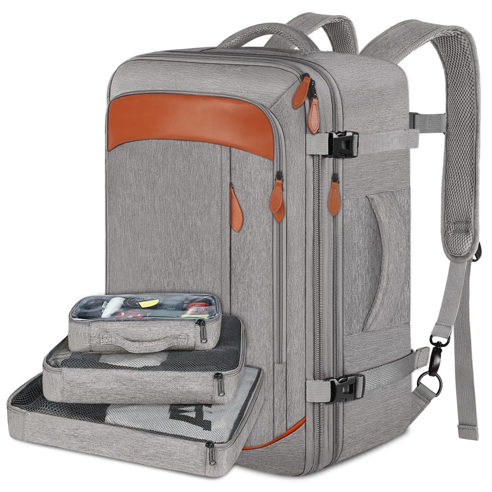 Travel Backpack 4 Sets Large Capacity Business Computer Backpack Multi functional Waterproof Travel Bag 40L