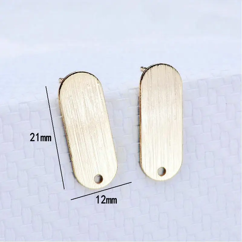 21*12 MM 14K Gold Color Plated Brass Oval Shape Stud Earrings High Quality Diy DIY Jewelry Making Finding Accessories