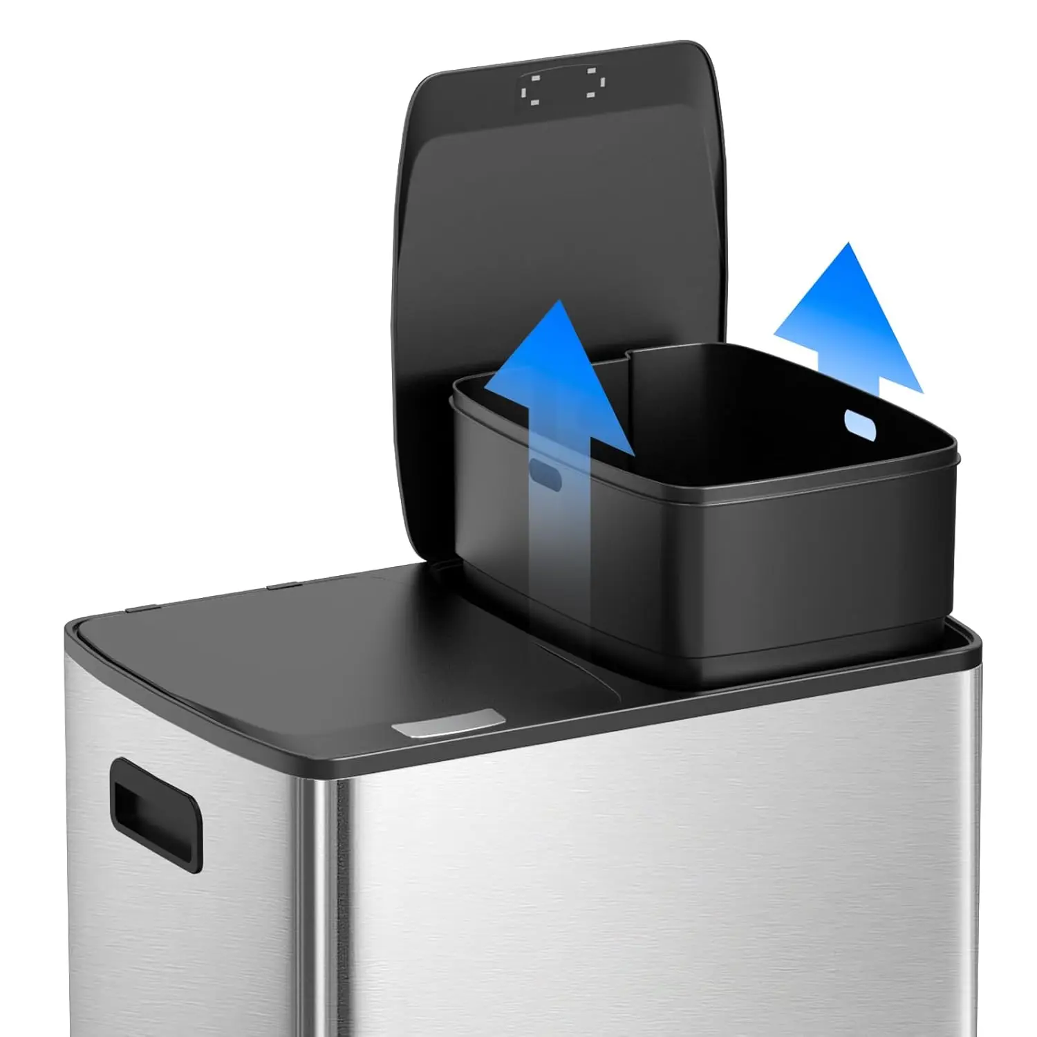 60 Liter / 16 Gallon Dual Trash Can with Lid, Stainless Steel Kitchen Step Garbage Can, 2 x 8 Gal Double, Customized 6