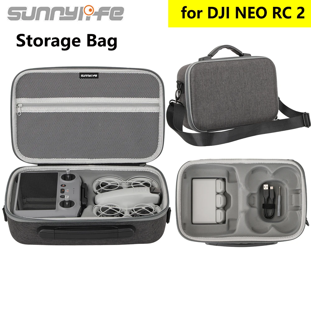 Sunnylife Storage Bag for DJI NEO Carrying Case Handbag Travel Protective Case with Shoulder Strap Drone RC 2 Controller Box
