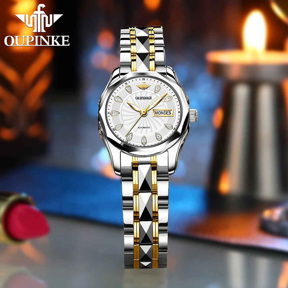 

OUPINKE Women Mechanical Wristwatch Fashion Luxury Brand Ladies Watches Sapphire Automatic Self-Wind Bracelet Watch Montre Femme