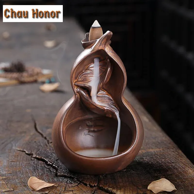 Backflow Incense Burners Ceramic Aromatherapy Furnace Gourd Smell Aromatic Home Office Incense Road Crafts Tower Incense Holder