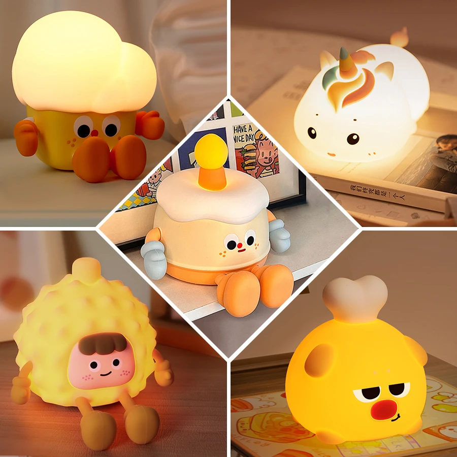Luci notturne per bambini, lampada da comodino per bambini, lampada per la scuola materna per l'allattamento al seno sicuro, luminosità e colore regolabili, controllo tattile, regalo per bambini
