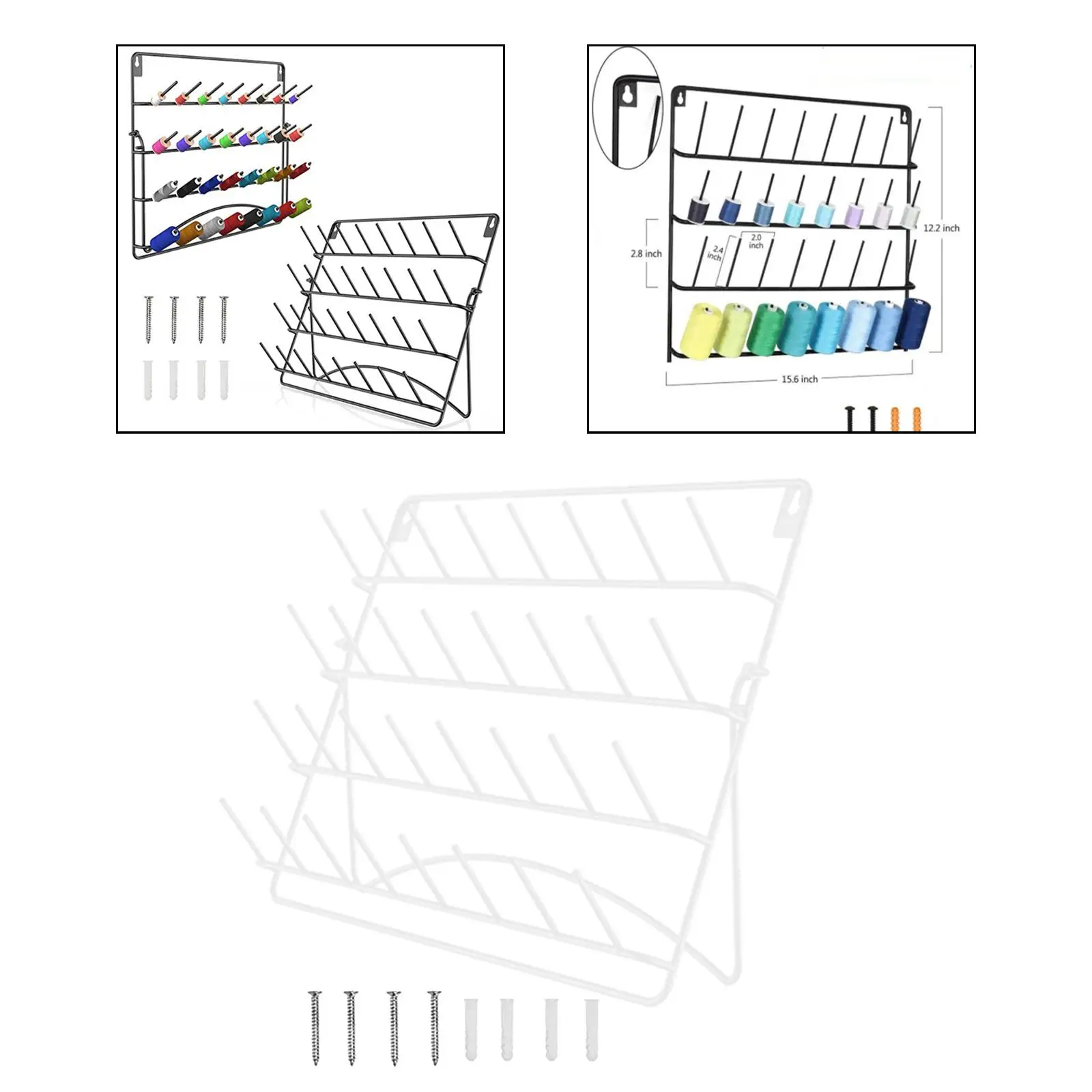 32 Spool Sewing Thread Rack, Wall Mounted Metal Sewing Thread Holder, Hair