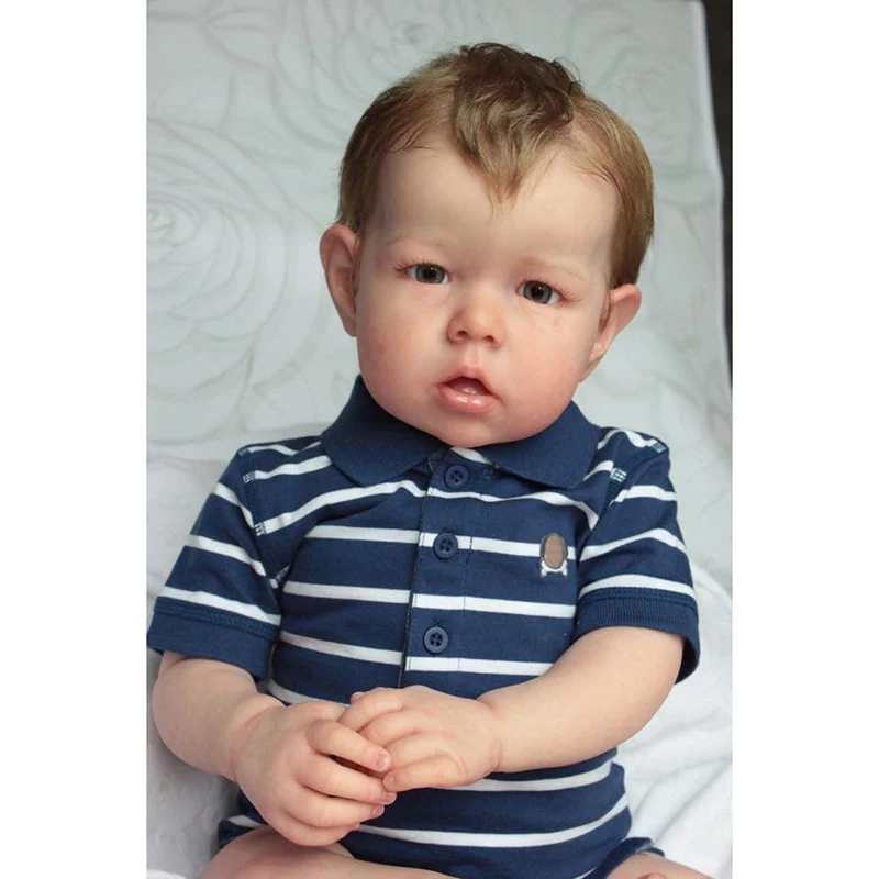 55CM Bebe Doll Reborn Baby Liam Boy Soft Bodied Silicone Doll