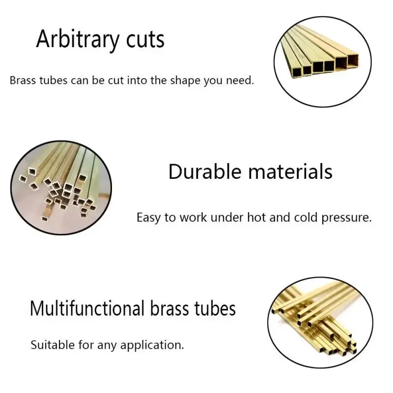 Brass Square Tube Hollow, 6-20mm, Multiple Lengths, Craft & DIY Supplies