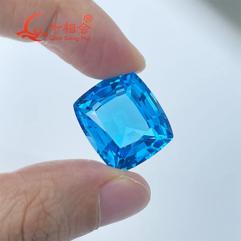 31ct Natural Blue Topaz Cushion Shape Gemstone Loose Stone Certified Jewelry Making Cut Quality