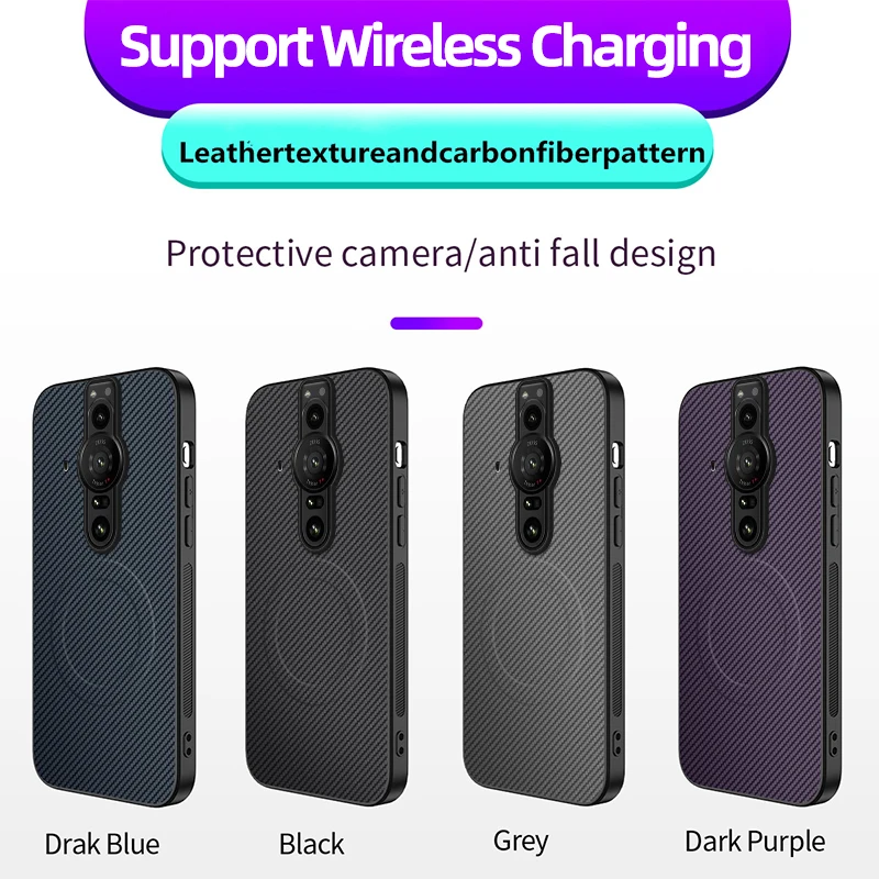Carbon Fiber Pattern Magnetic PU Leather Back Cover Case
