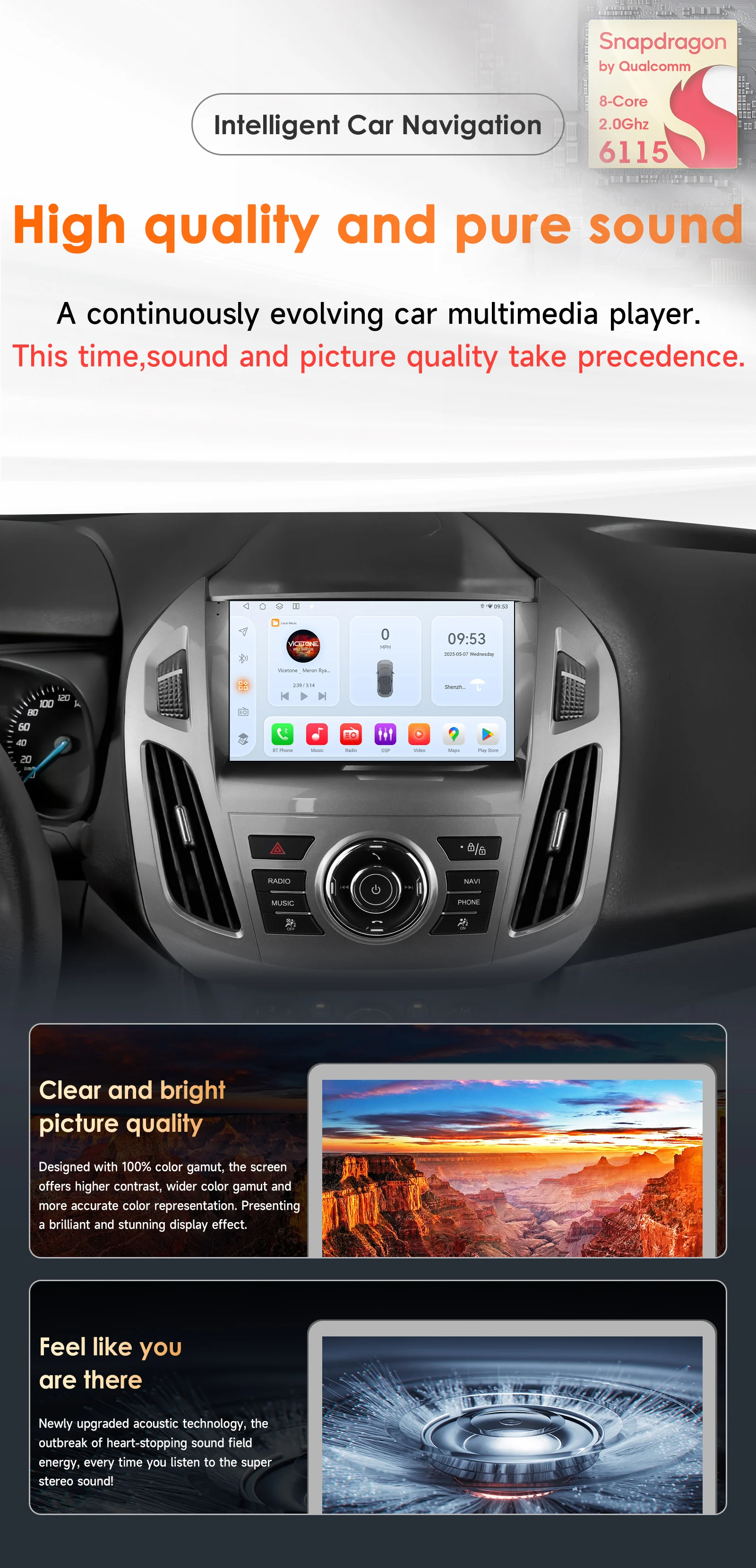 Auto-Multimediaplayer für Ford Transit Tourneo Connect 2013-2018 Stereo Autoradio Carplay Android Auto DSP 6115 Intelligentes GPS – Detail 2
