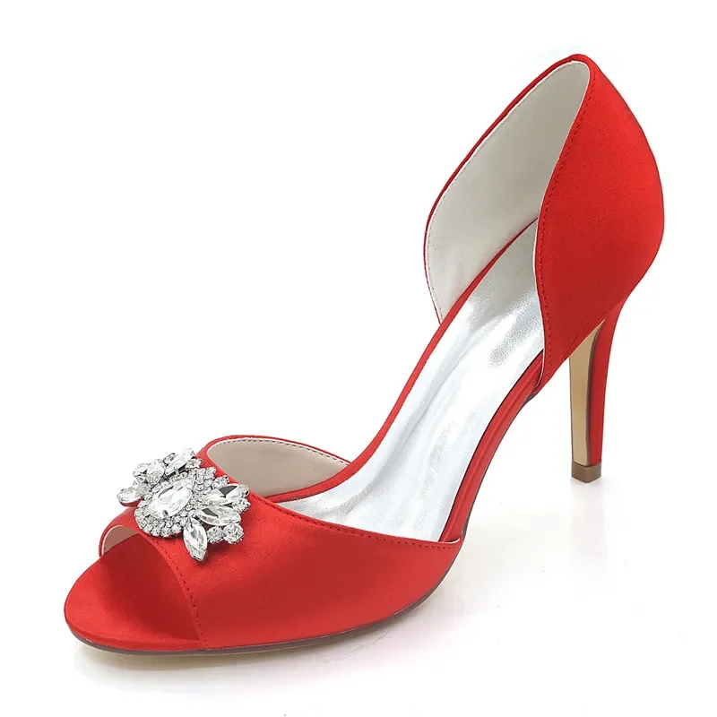 

TAFN 2023 атласные свадебные туфли на высоком каблуке женские туфли с открытым носком без застежек M2 вечерние строгие женские строгие туфли-лодочки