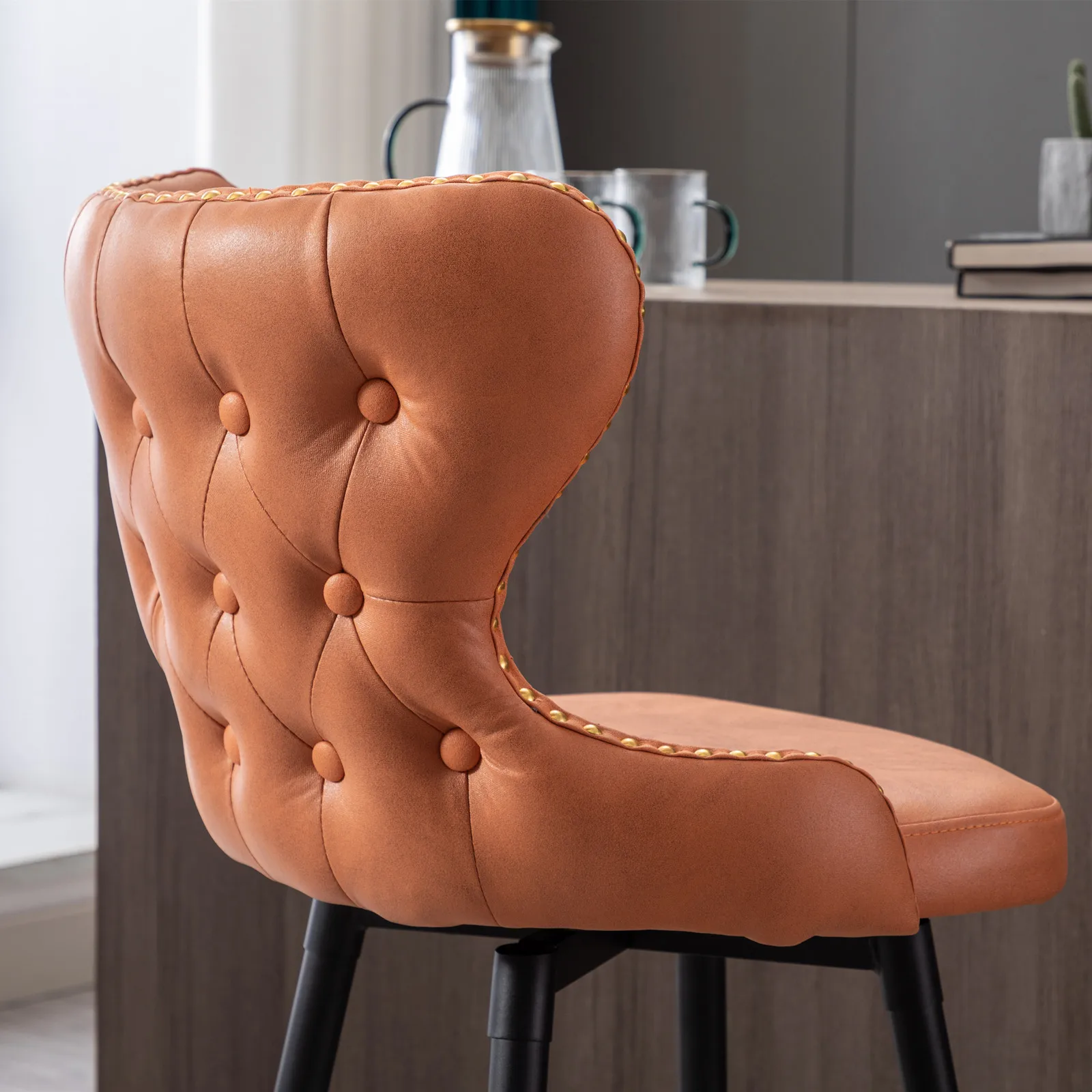 Stool Chair for Kitchen Set of 2 Swivel Bar Home Furniture Foam Dining Room Furniture Modern Matel Leg