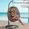 Hanging Egg Swing Chair with Stand, Aluminum Steel Frame, Removable Cushions for Indoor Outdoor Use. Patio Swing Egg Chair 2