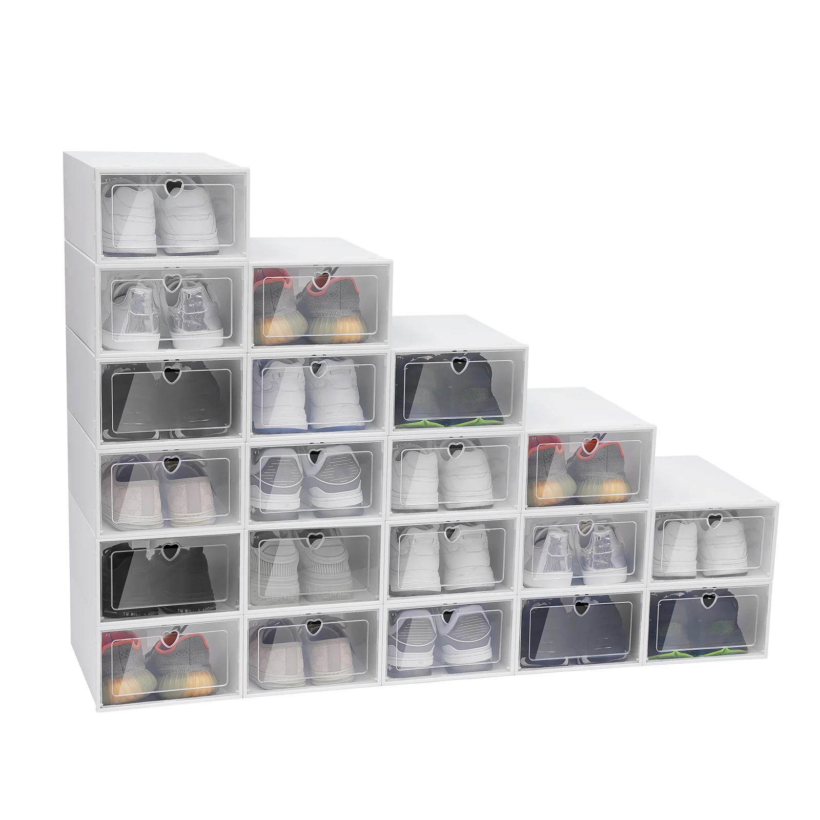20 Pcs Shoe Organizers Transparent Shoe Rack Organiser Space Saving Boxes Stackable