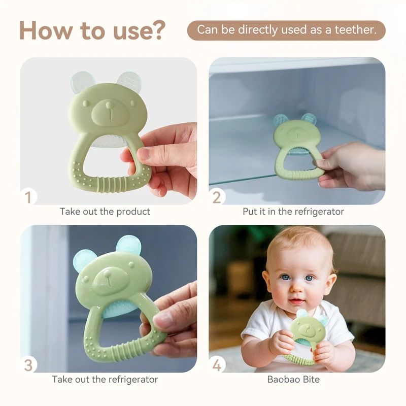 Baby Teething Toys Cool Sensory Touch Of Baby Teething Rings Cartoon Kitten Water-filled Silicone Chewing Toy Gifts For Newborns - 2