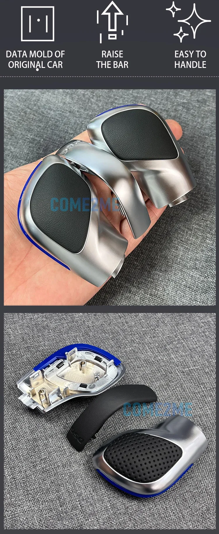 Chrome Matt With Leather Shift Knob Gear Side Cover DSG Emblem For VW Golf 6 7 R