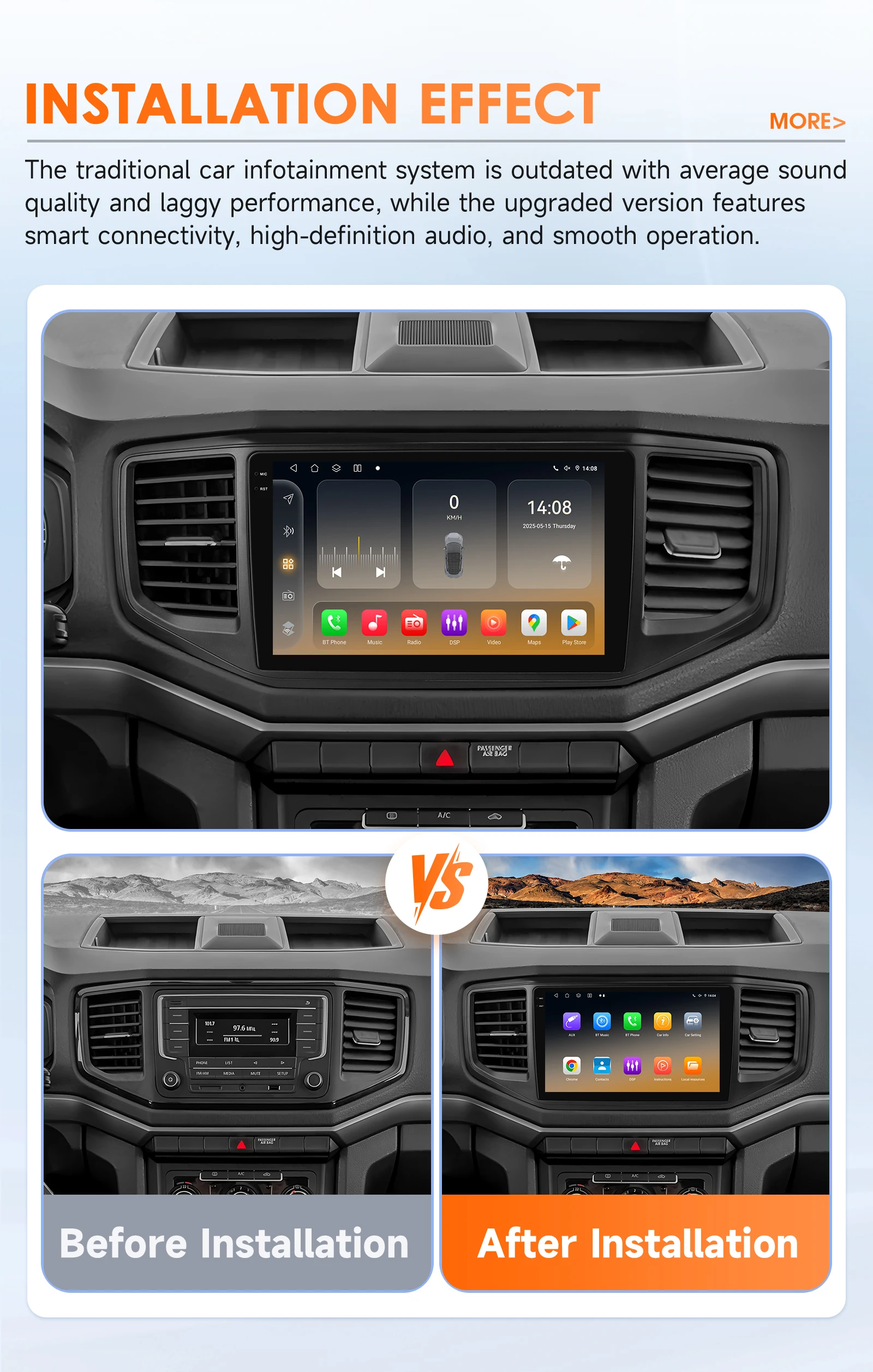 9"2DIN Carplay Android14 Autoradio für Vw Amarok 2017 2018 2019 2020 2021 Multimedia von Snapdragon 6115 Autoradio 360 Cam Bildschirm – Detail 5