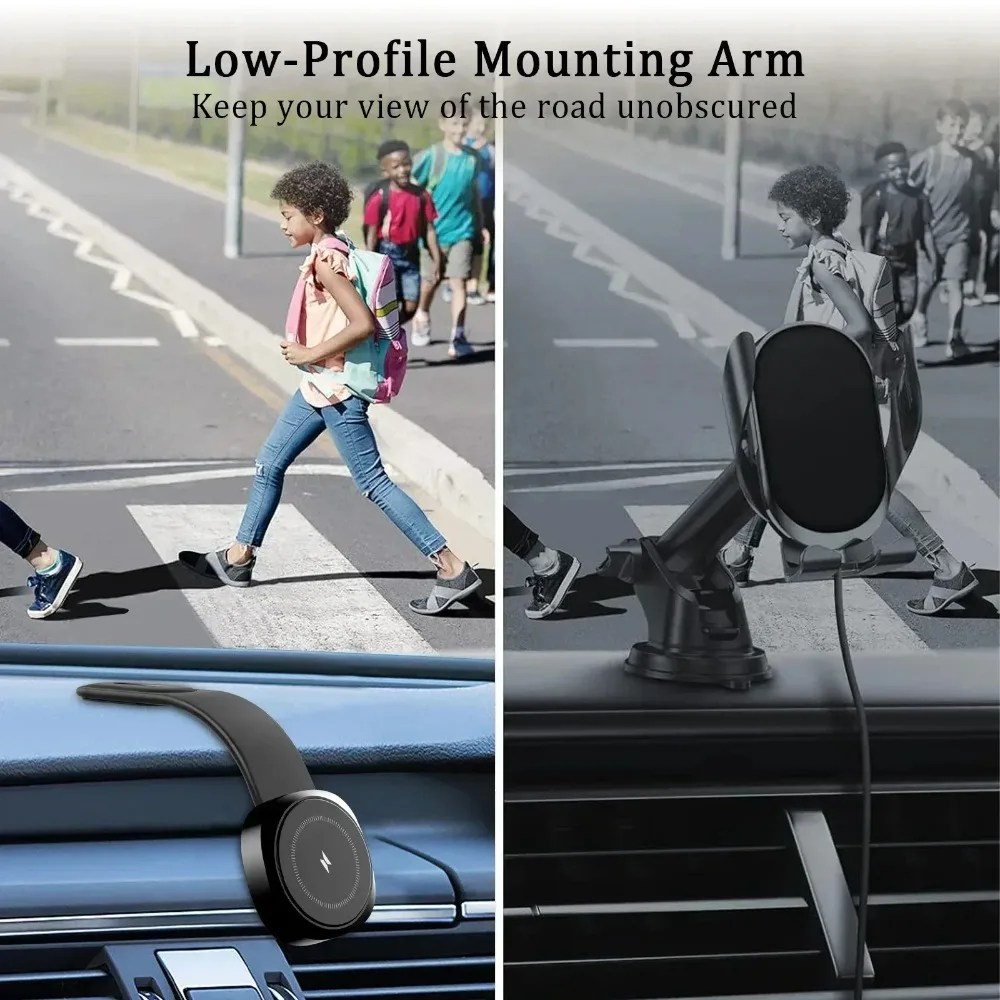 Magnetic Car Wireless Charger Adhesive Style Adjustable Dashboard Phone Chargers For Magsafe iPhone 16 15 14 13 12 Fast Charging