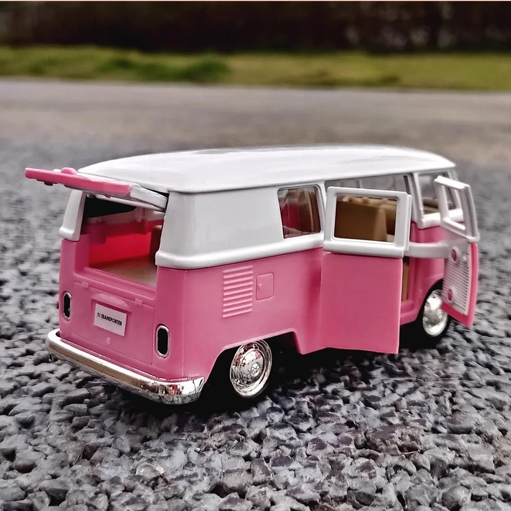Deluxe Pink Die-Cast Toy Car with Opening Doors and Pull-Back Action