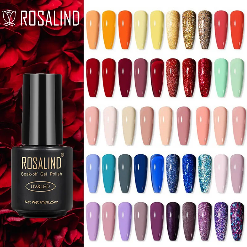 Полупостоянный Гибридный лак ROSALIND для маникюра база и верхнее покрытие ногтей