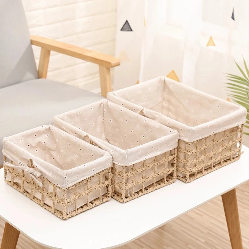 Panier De Rangement Tissé, Panier De Rangement De Bureau De Grande Capacité Pour Fruits, Jouets, Clés, Artisanat, Collations, Vêtements, Maison, Salon, Chambre à Coucher,(30 * 8 Cm Gris