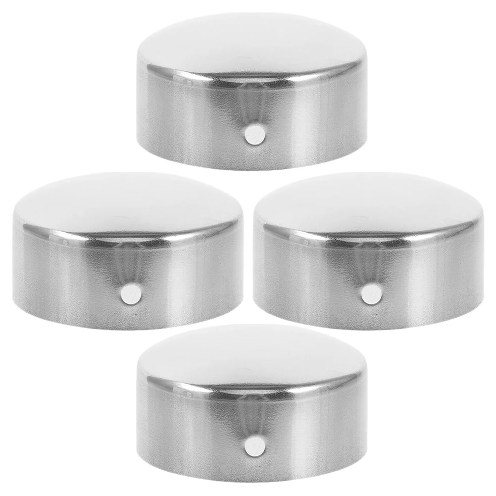 

4 Pcs Metal Decor Handrail Caps Stainless Steel Railing Deck Indoor Stairs Plugs Staircase