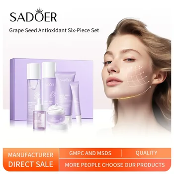 Grape Seeds Skincare Set Fade Fine Lines Facial Serum Shrink Pores Moisturize Brighten Fade Dull Melasma Lighten Face