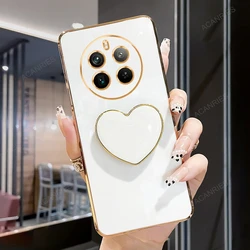 Funda para teléfono con soporte de corazón, plating de lujo y cubierta de silicona
