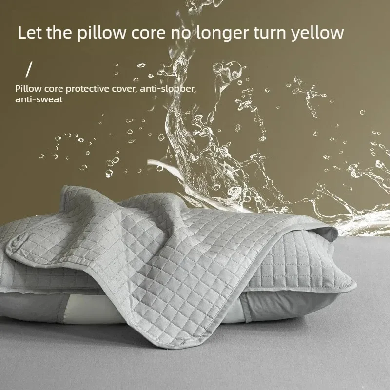 1-4PCS Cotton Pillow Case Protector Sweatproof Anti Mite Isolation Layer Oil Blocking Cover for Home Pillow Core Care 2