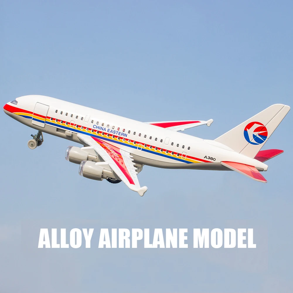 

10 Inches Metal Diecast Toys Airplane Model Original A380 Simulate Aircrafts Model with Sound Light Toys Airplane Gifts for Kids