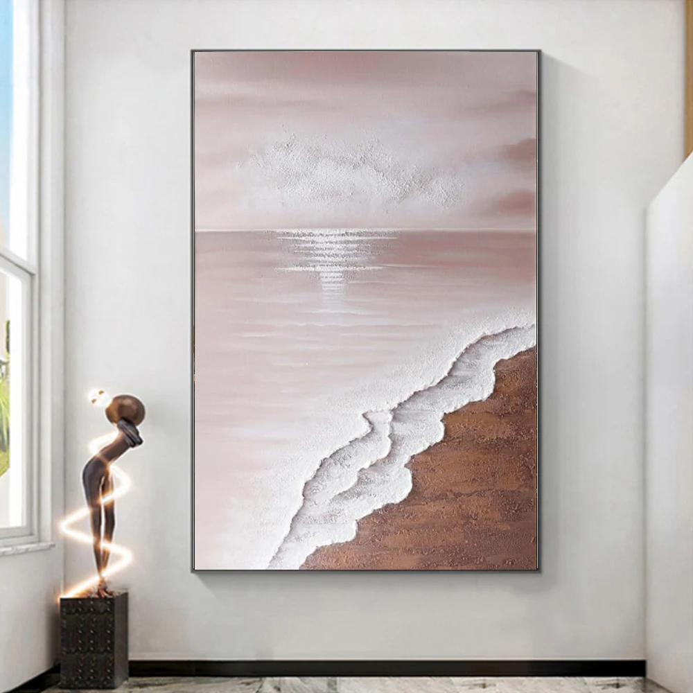 

Hand Painted Abstract 3D Seascape Oil Painting Canvas Painting for Living Room Decor Contemporary Minimalist Wall Art Home Decor