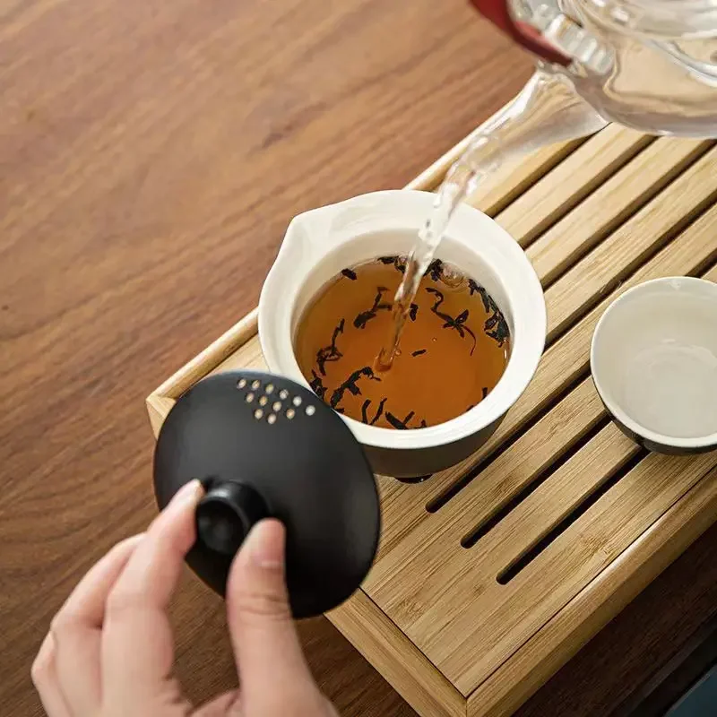 Tea Set Ceramics Travel Tea set Include 1 Pot 3 TeaCup gaiwan teapot kettle kung fu teaset cup