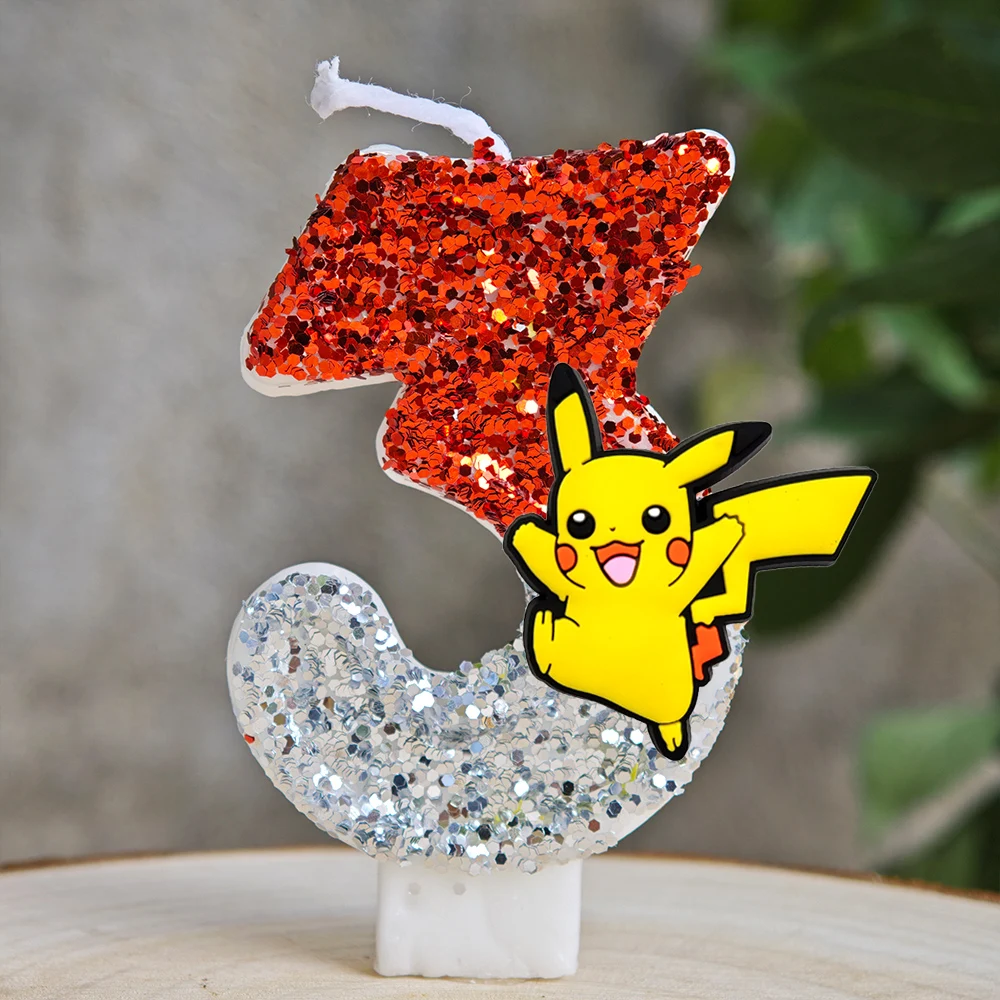 Anime Pikachu Kerzen-Kuchenfigur Pikachu Nummer 0-9 Geburtstagstortenkerze Kinder Baby-Shower Kuchendekoration Zubehör – Detail 15