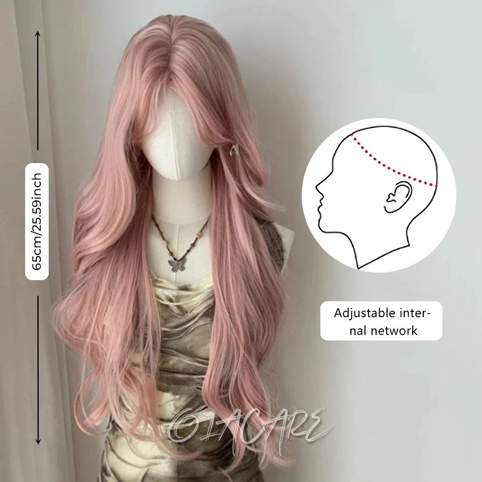 Synthetic Long Body Wave Ombre Purple Pink Cosplay Wig for Women