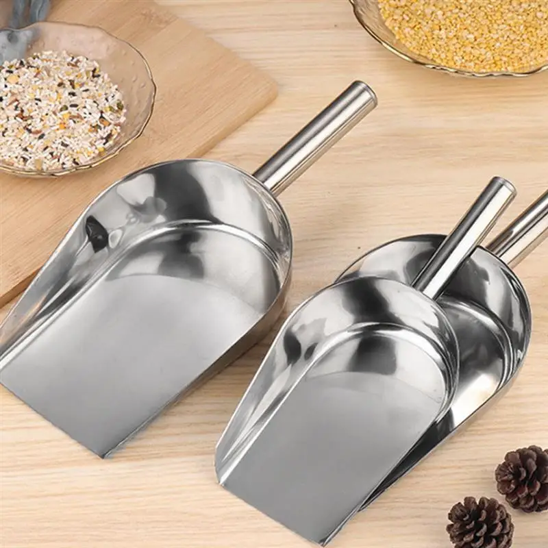 2pcs StainlessSteel Scoop Kitchen Candy Flour Nut Dry Bar et Party Grain Food Scoop Home Storage