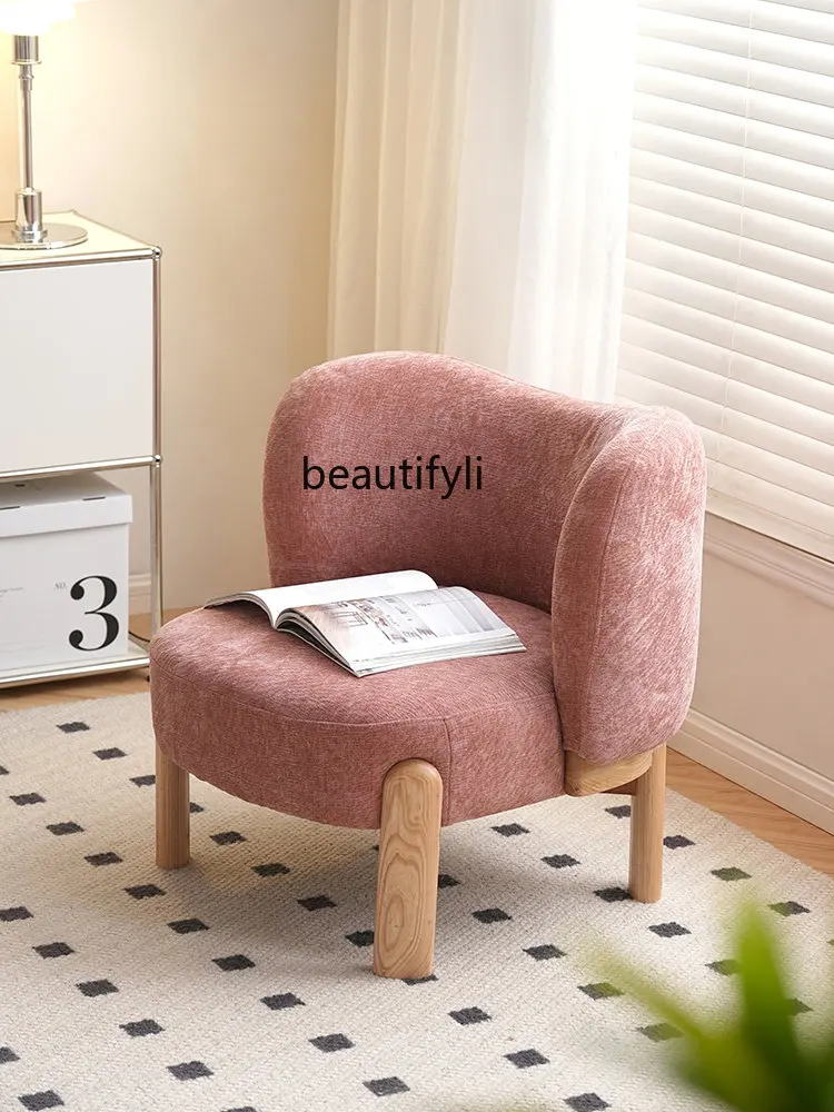 

zq Nordic Household Fabrics Couch Balcony Lazy Leisure Chair Living Room Solid Wood Single Seat Chair