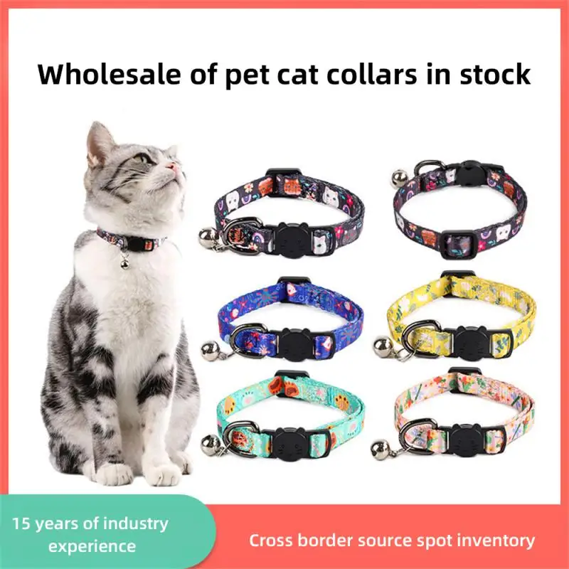 

Ошейник для кошек цветной с колокольчиками Пряжка для кошек с лицом против удушения принадлежности для кошек ошейник для домашних животных модный Регулируемый сетчатый узор