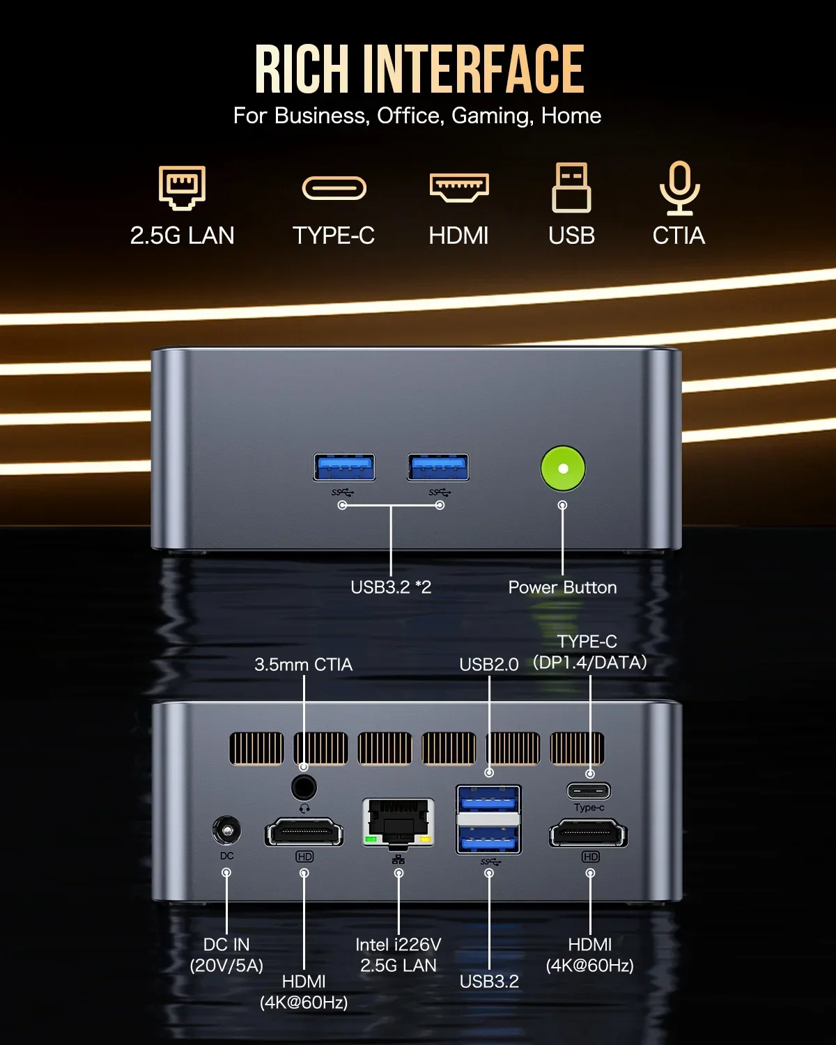 GMKtec M3 Plus Intel i9-12900HK Mini PC Windows 11 2x DDR4 3200Mhz PCie 3.0 NVme SSD WIFI6 BT5.2 Triple Screen Display PC Gamer 5