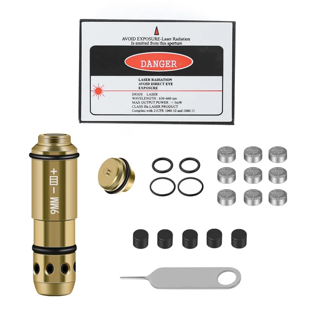 9x19mm Laser Training Bullet Laser Bore Sight 2 in 1 Dual Purpose Laser