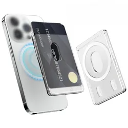 Clear Magnetic Card Holder Wallet with Strong Adhesion and Portable Slot Design (As Shown)