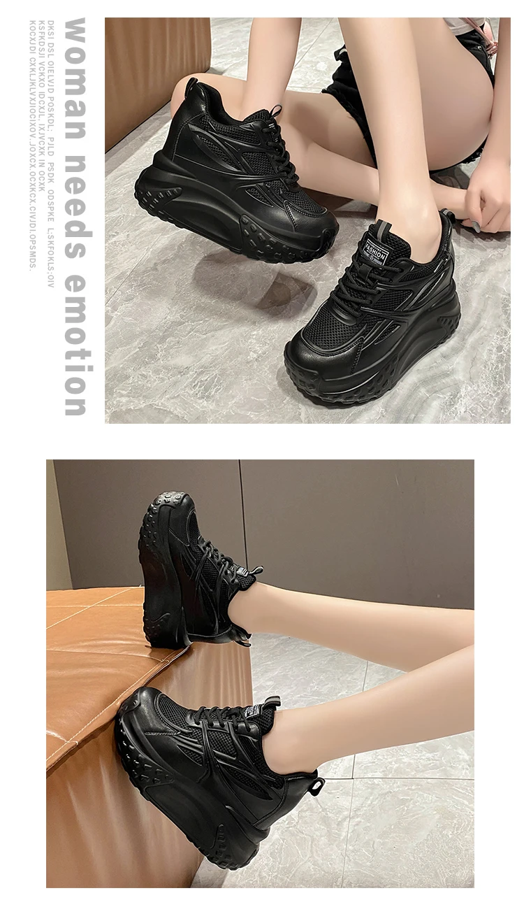 【✩】厚底の高さの増加する女性の靴、カジュアルな毎日 女性の風通しの良い厚底スニーカー,高さ10cmの風通しの良い